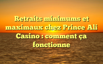 Retraits minimums et maximaux chez Prince Ali Casino : comment ça fonctionne